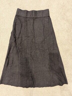 Zara Knit Charcoal Gray Midi Skirt, Medium